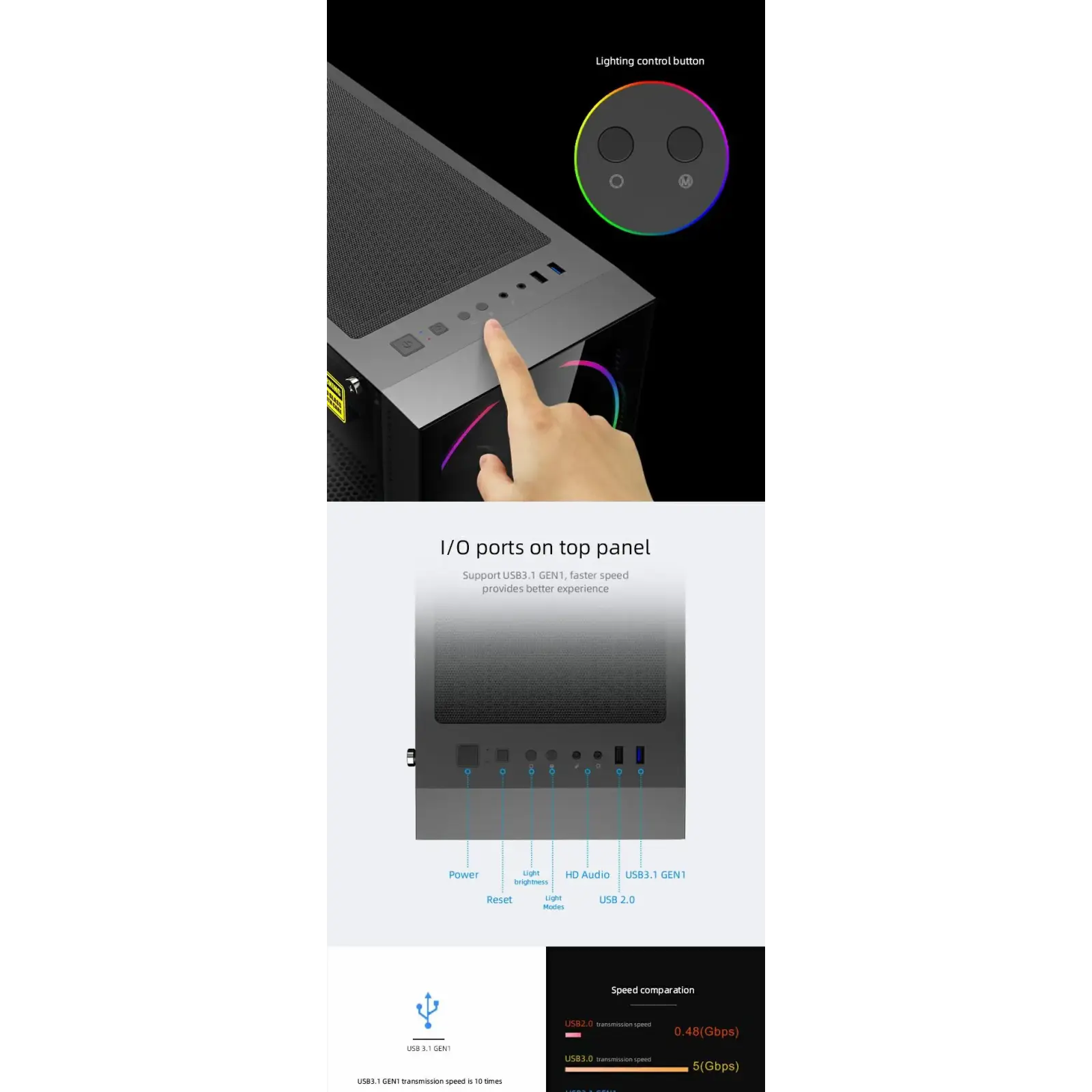 Корпус GAMEMAX ATX без БЖ Black Hole UA