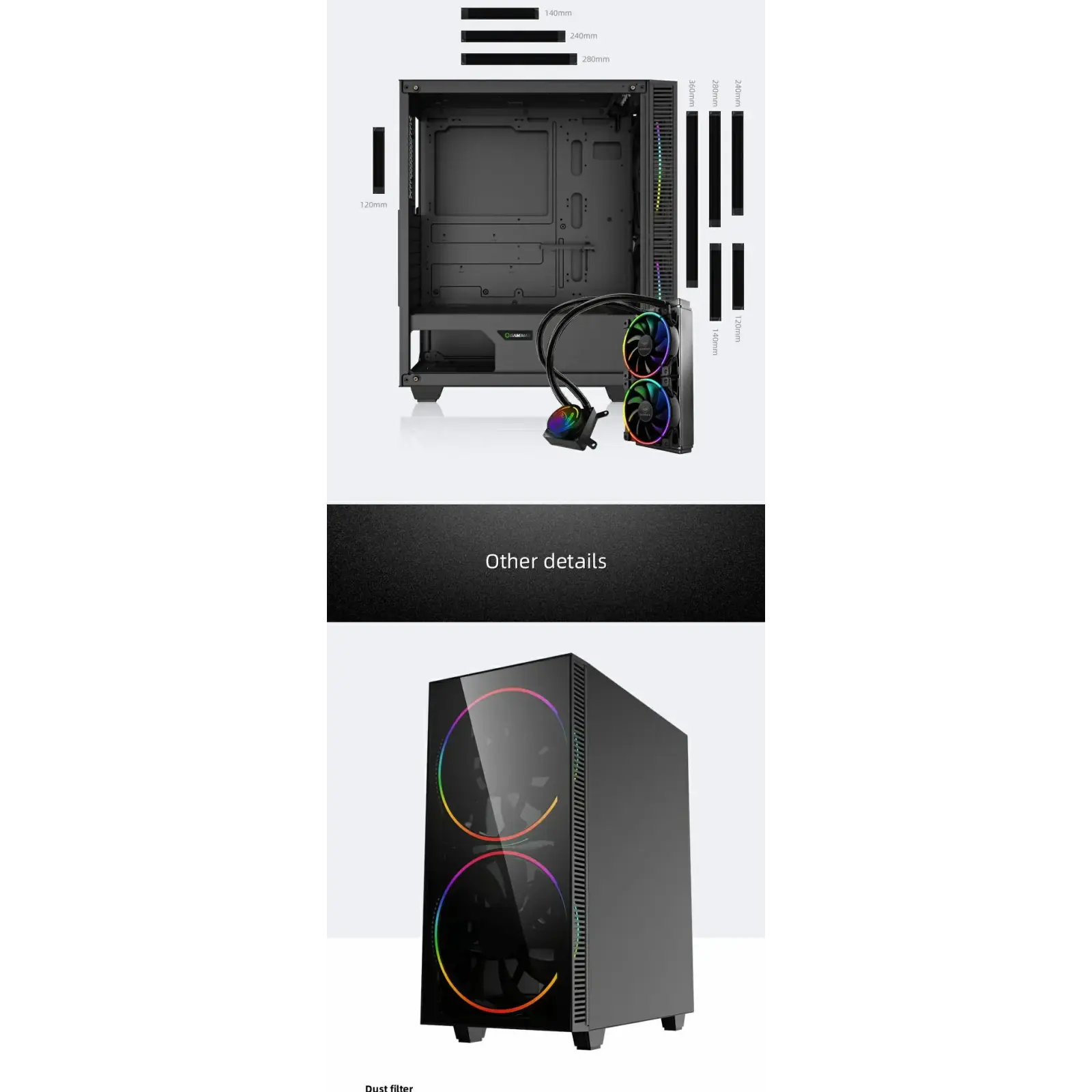 Корпус GAMEMAX ATX без БЖ Black Hole UA