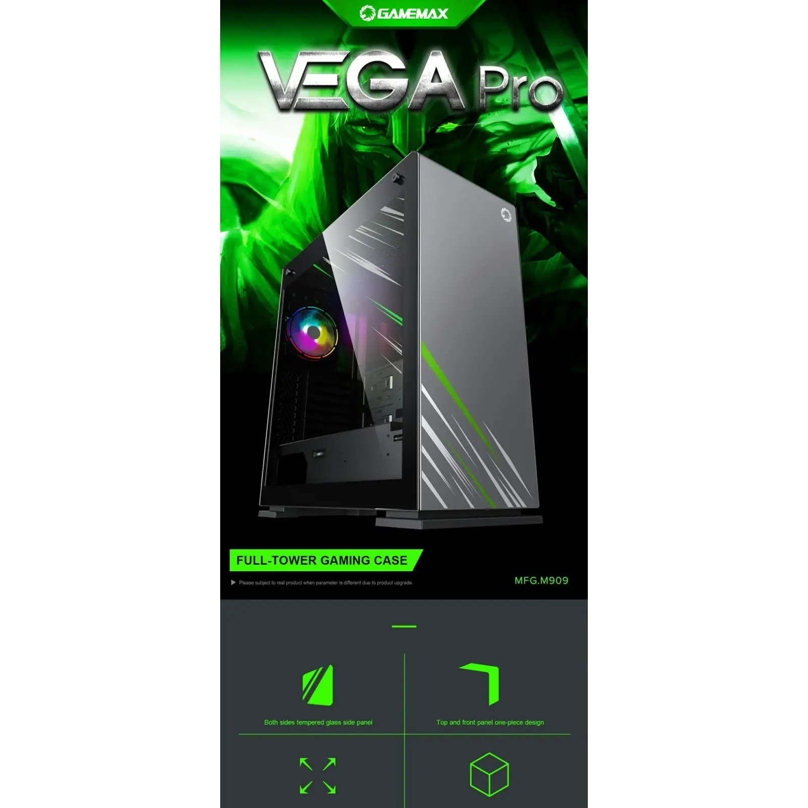 Корпус GAMEMAX E- ATX Full Tower без блока питания VEGA PRO GY UA