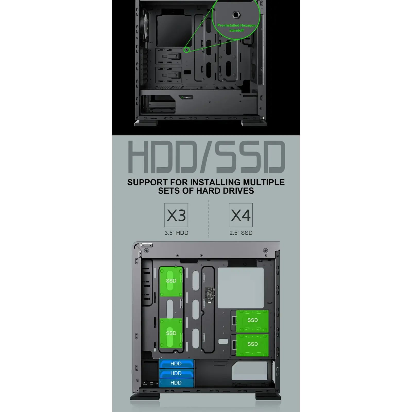 Корпус GAMEMAX E- ATX Full Tower без блока питания VEGA PRO GY UA