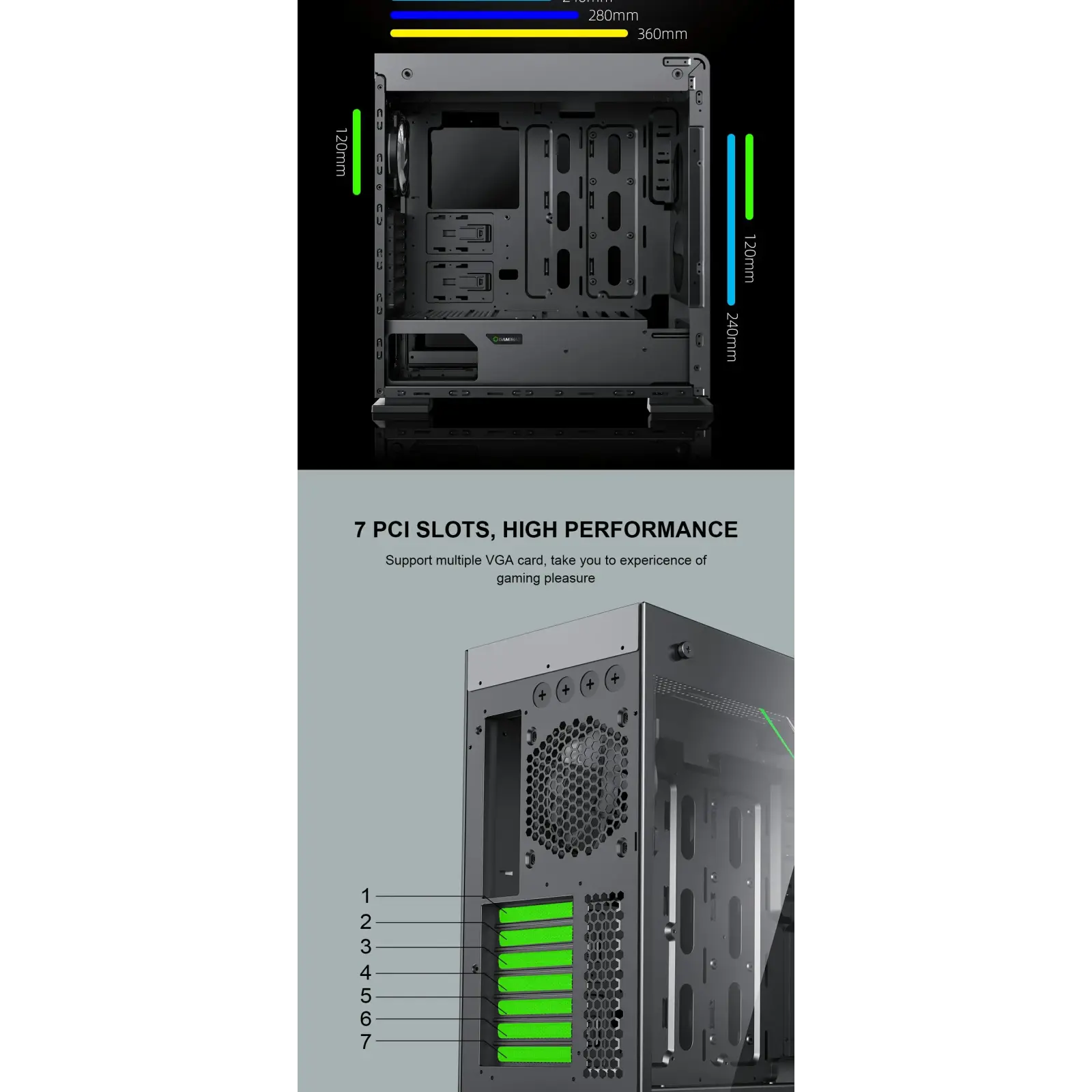 Корпус GAMEMAX E- ATX Full Tower без блока питания VEGA PRO GY UA