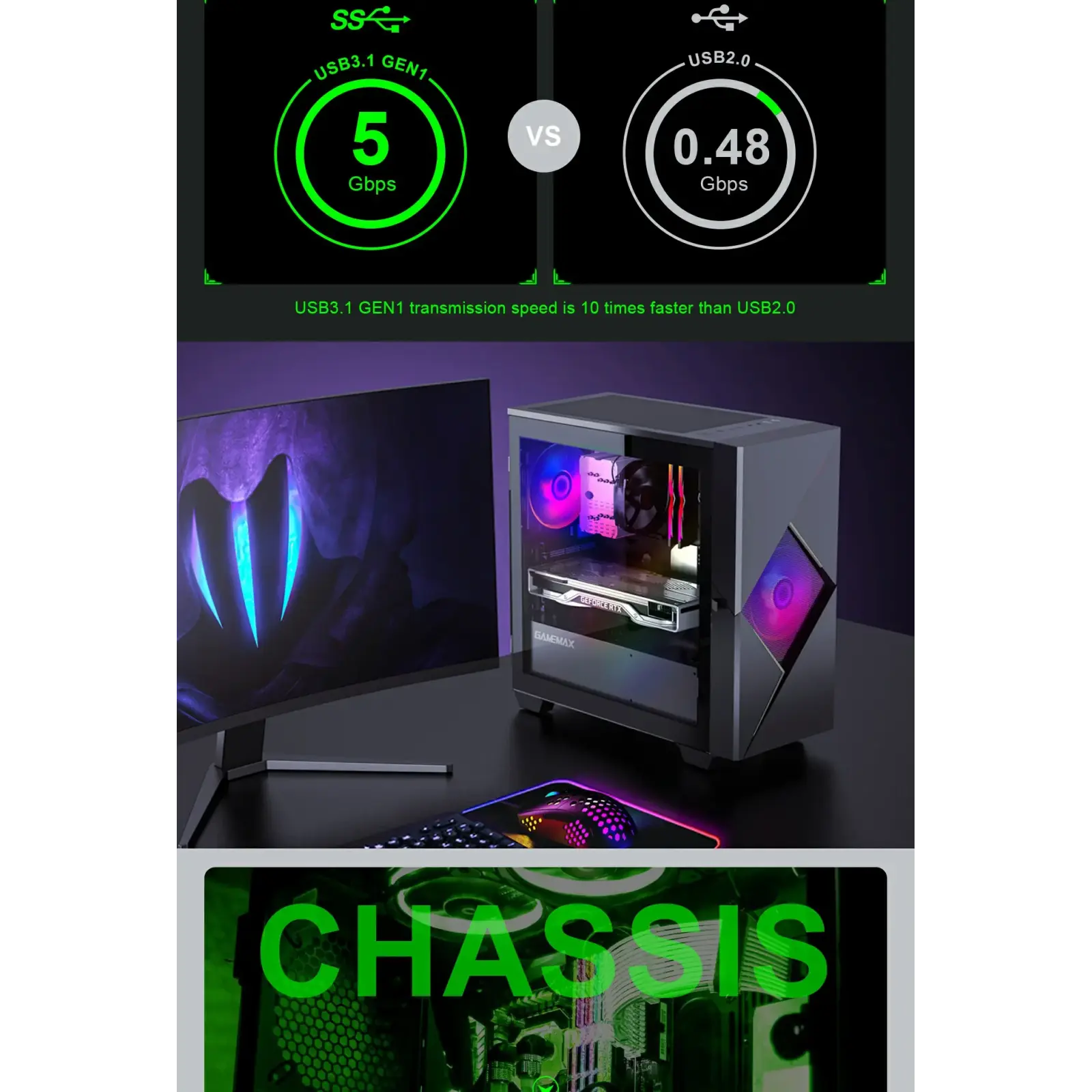 Корпус GAMEMAX комп'ютерний Micro ATX без блока живлення icro Gaming Mini Tower Cyclops BG UA