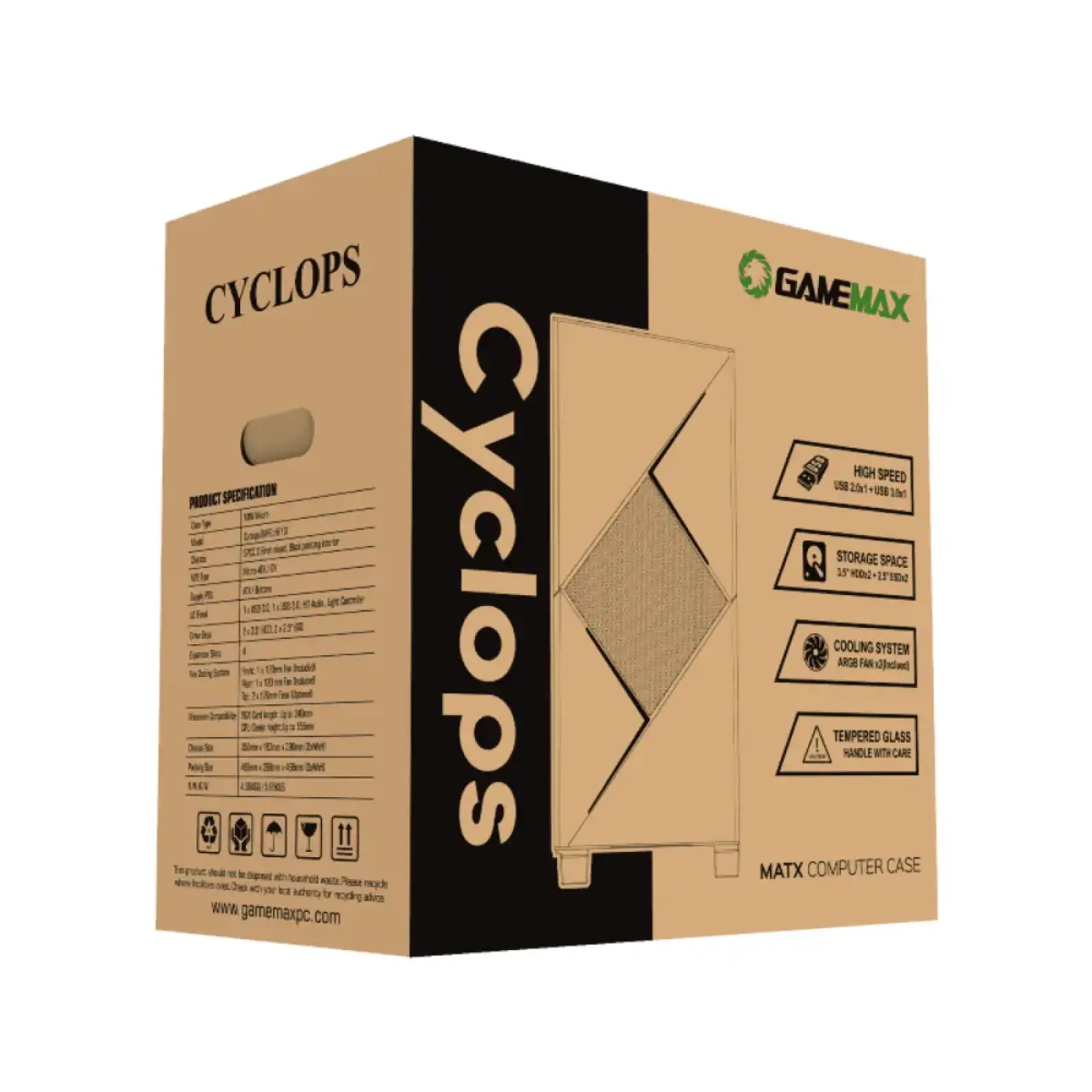 Корпус GAMEMAX комп'ютерний Micro ATX без блока живлення icro Gaming Mini Tower Cyclops BG UA