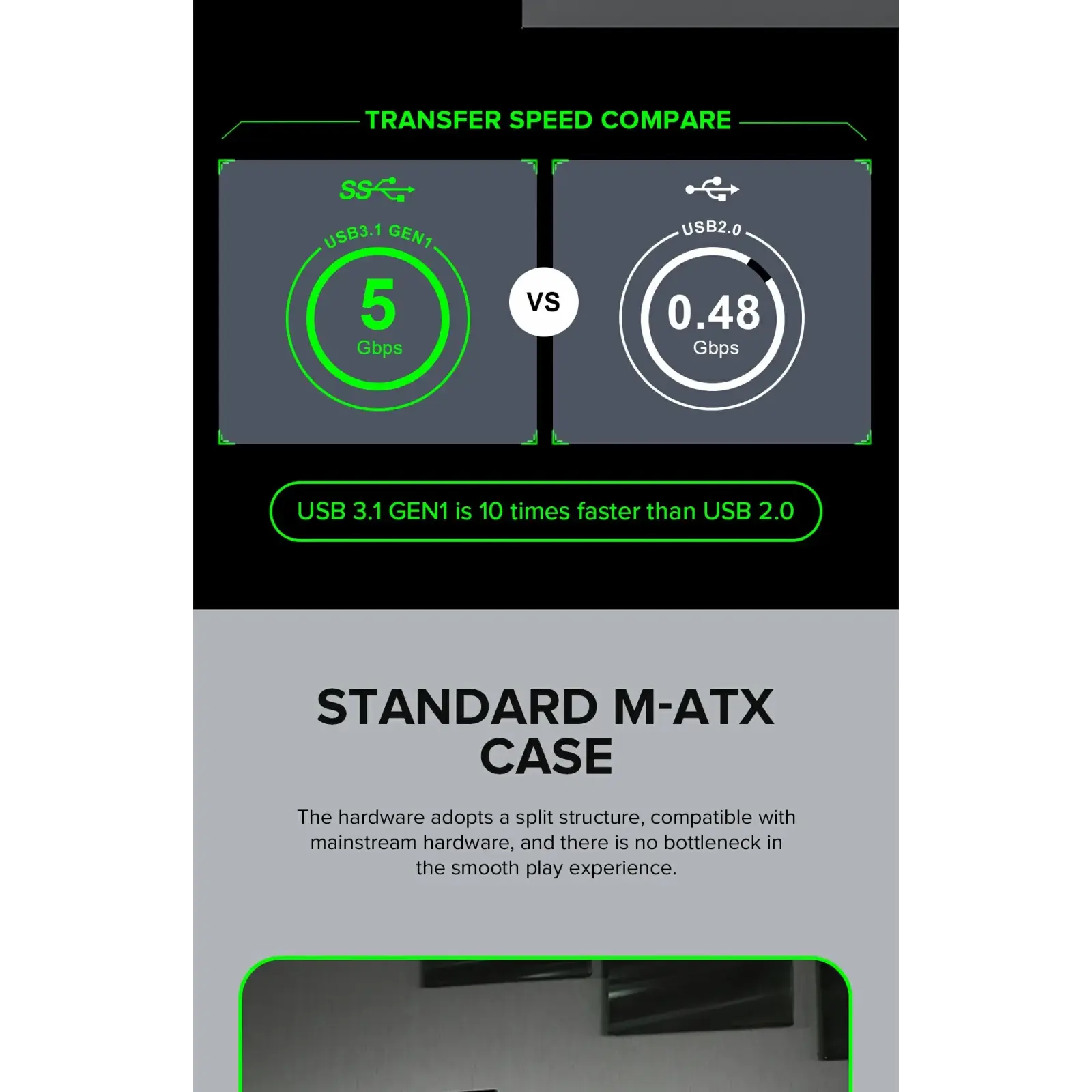 Корпус GAMEMAX Micro ATX без блока живлення ini Tower M60 Black UA