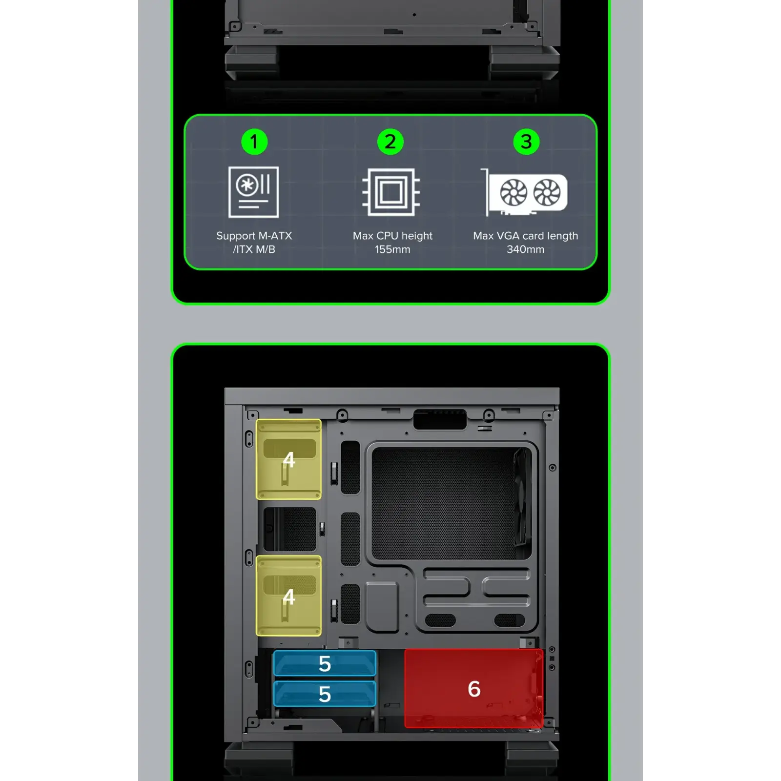 Корпус GAMEMAX Micro ATX без блока живлення ini Tower M60 Black UA