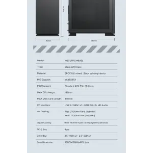 Корпус GAMEMAX Micro ATX без блока живлення ini Tower M60 Black UA