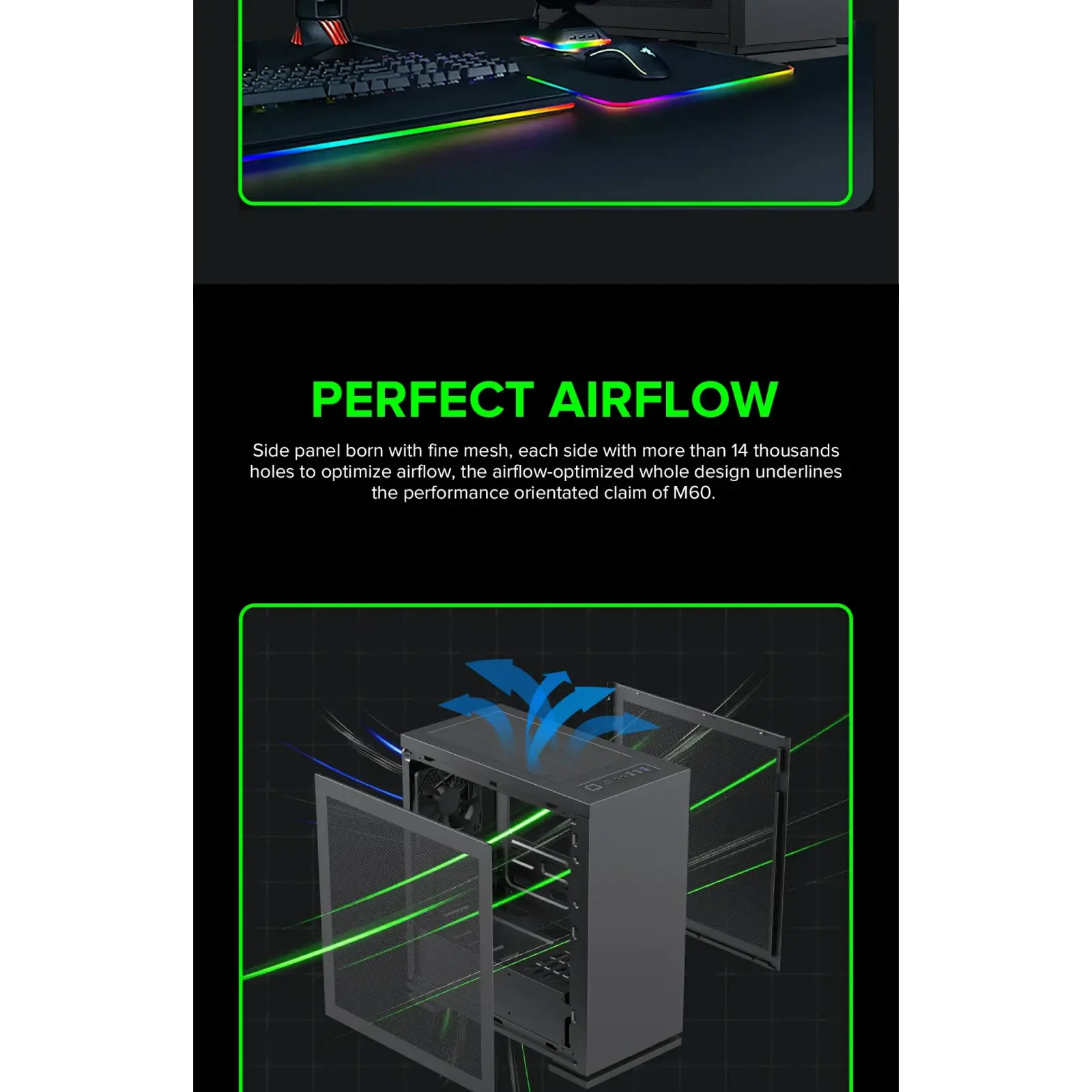 Корпус GAMEMAX Micro ATX без блока живлення ini Tower M60 Black UA