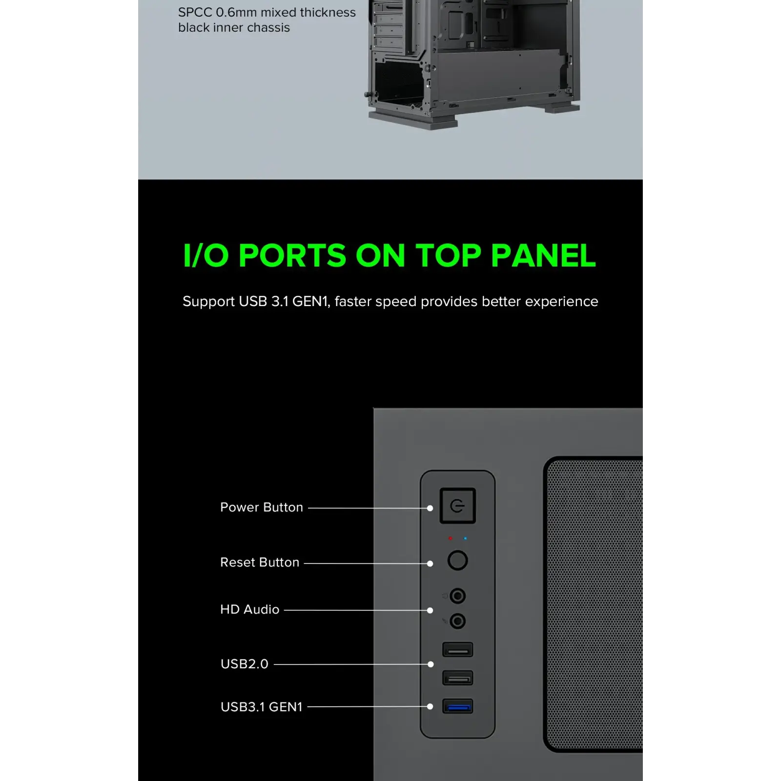 Корпус GAMEMAX Micro ATX без блока живлення ini Tower M60 Black UA