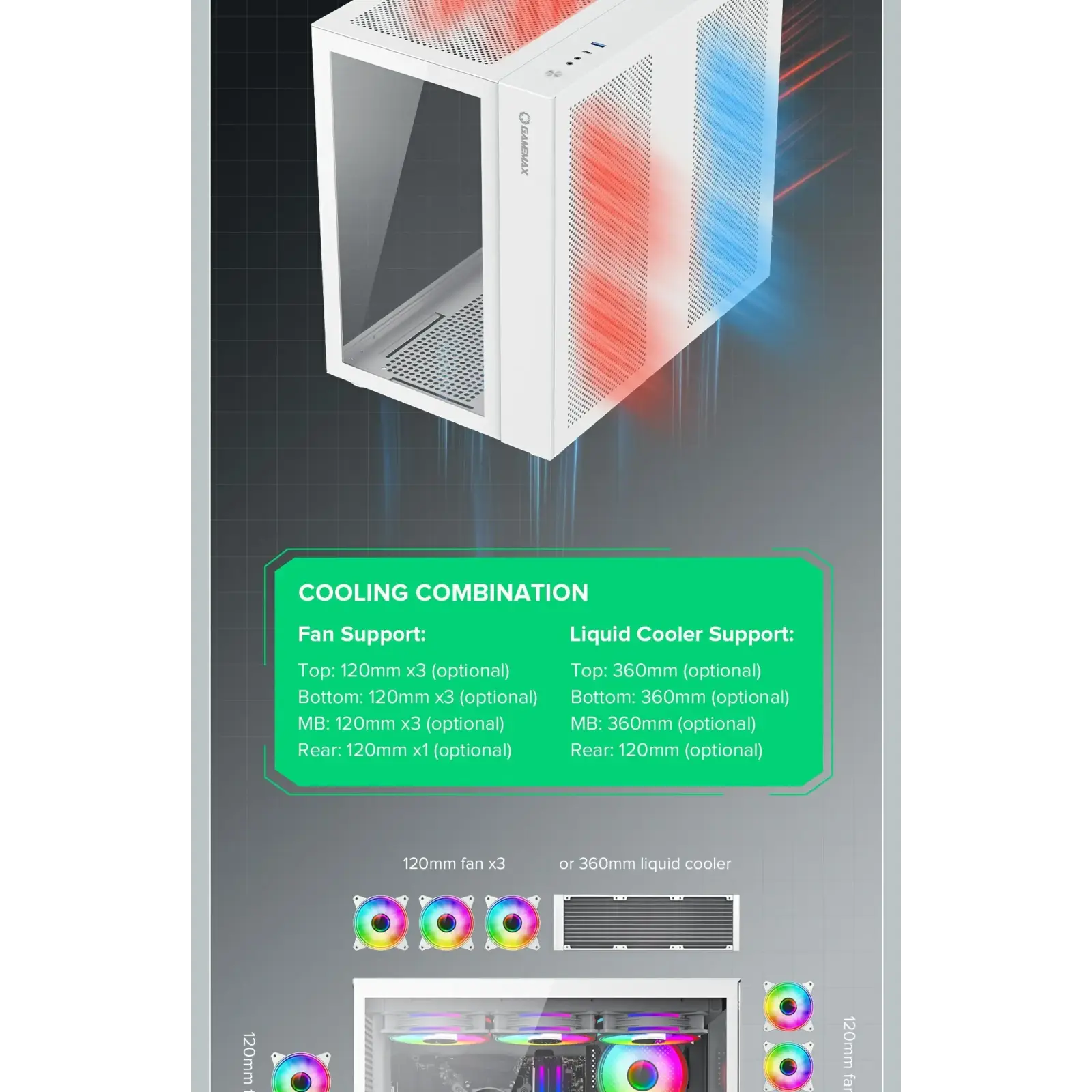 Корпус Gamemax Infinity White б/БП UA