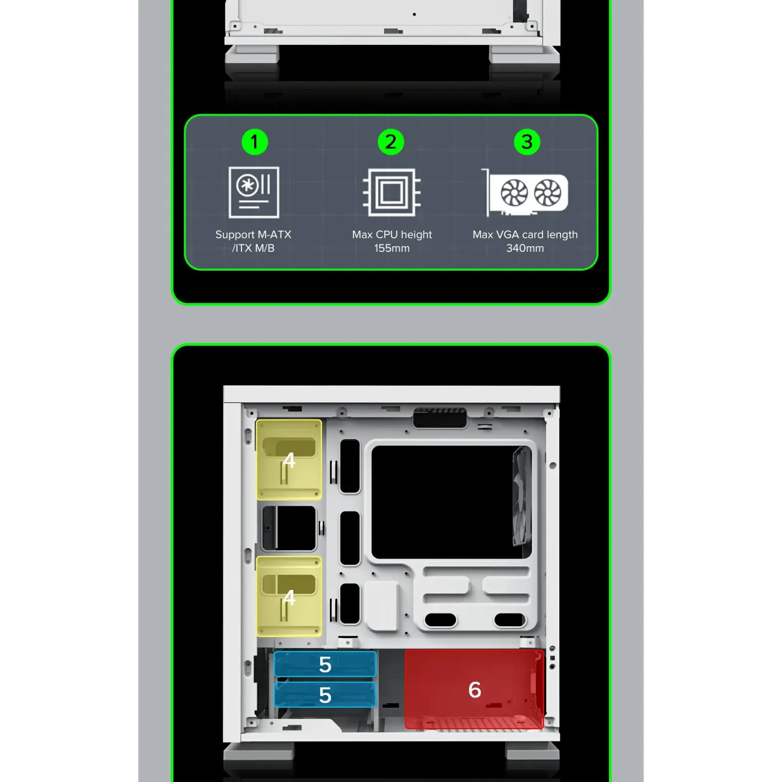 Корпус GAMEMAX Micro ATX без блока живлення ini Tower M60 White UA