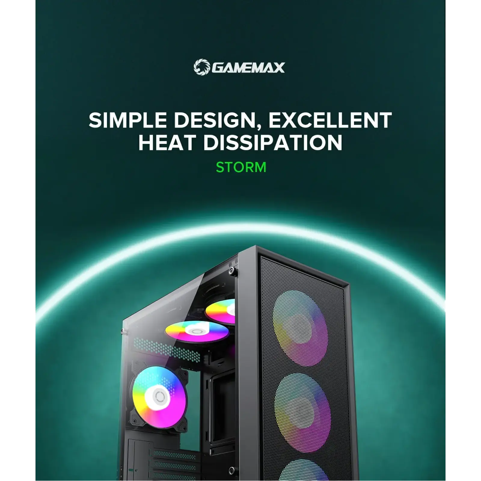 Корпус GAMEMAX Micro ATX без блока живлення, закалене скло Storm Black UA