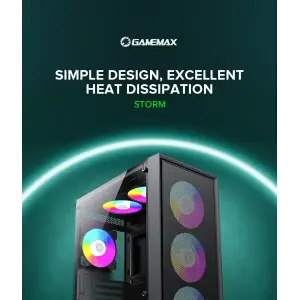 Корпус GAMEMAX Micro ATX без блока живлення, закалене скло Storm Black UA