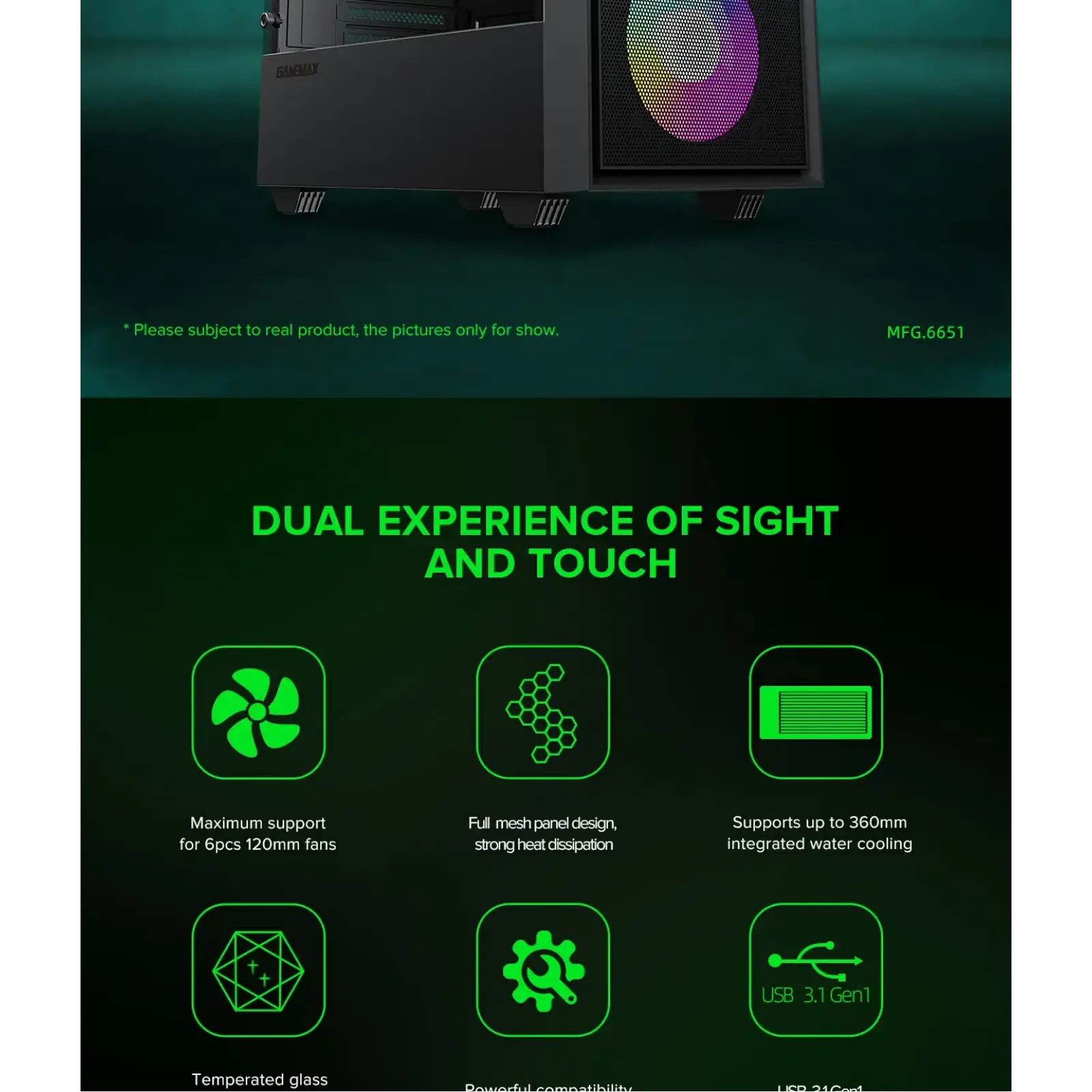 Корпус GAMEMAX Micro ATX без блока живлення, закалене скло Storm Black UA