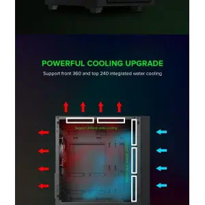 Корпус GAMEMAX Micro ATX без блока живлення, закалене скло Storm Black UA