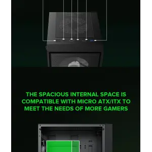 Корпус GAMEMAX Micro ATX без блока живлення, закалене скло Storm Black UA