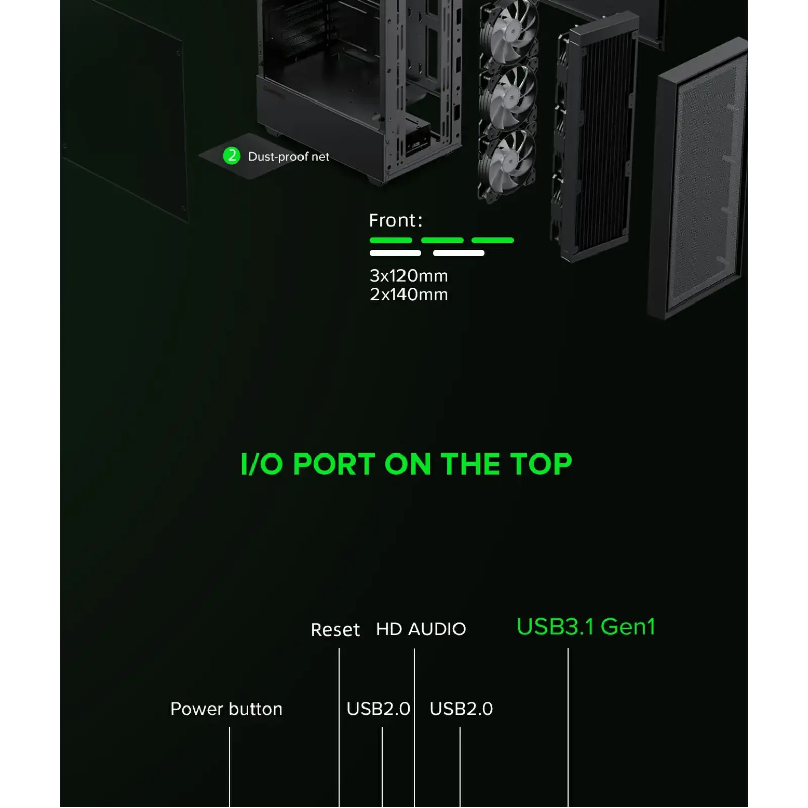 Корпус GAMEMAX Micro ATX без блока живлення, закалене скло Storm Black UA