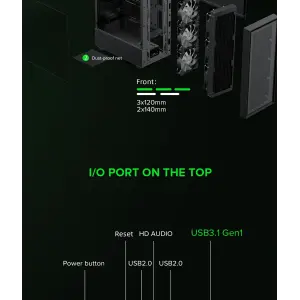 Корпус GAMEMAX Micro ATX без блока живлення, закалене скло Storm Black UA