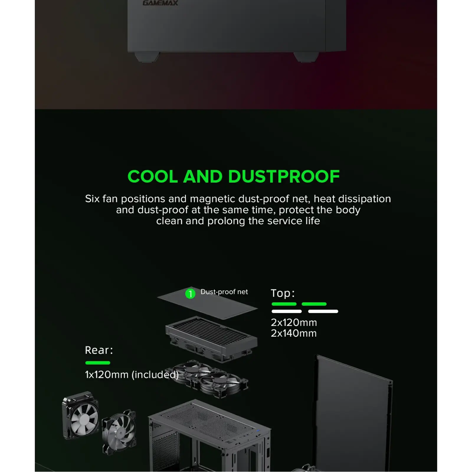 Корпус GAMEMAX Micro ATX без блока живлення, закалене скло Storm Black UA