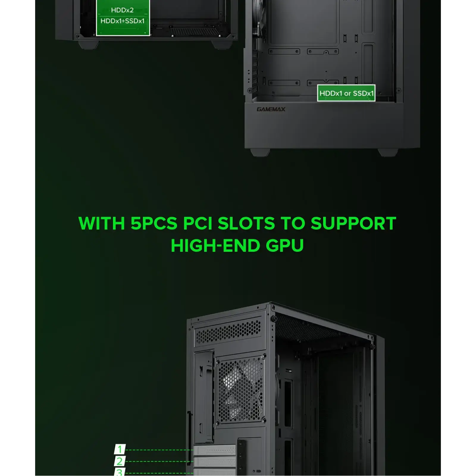 Корпус GAMEMAX Micro ATX без блока живлення, закалене скло Storm Black UA