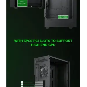 Корпус GAMEMAX Micro ATX без блока живлення, закалене скло Storm Black UA
