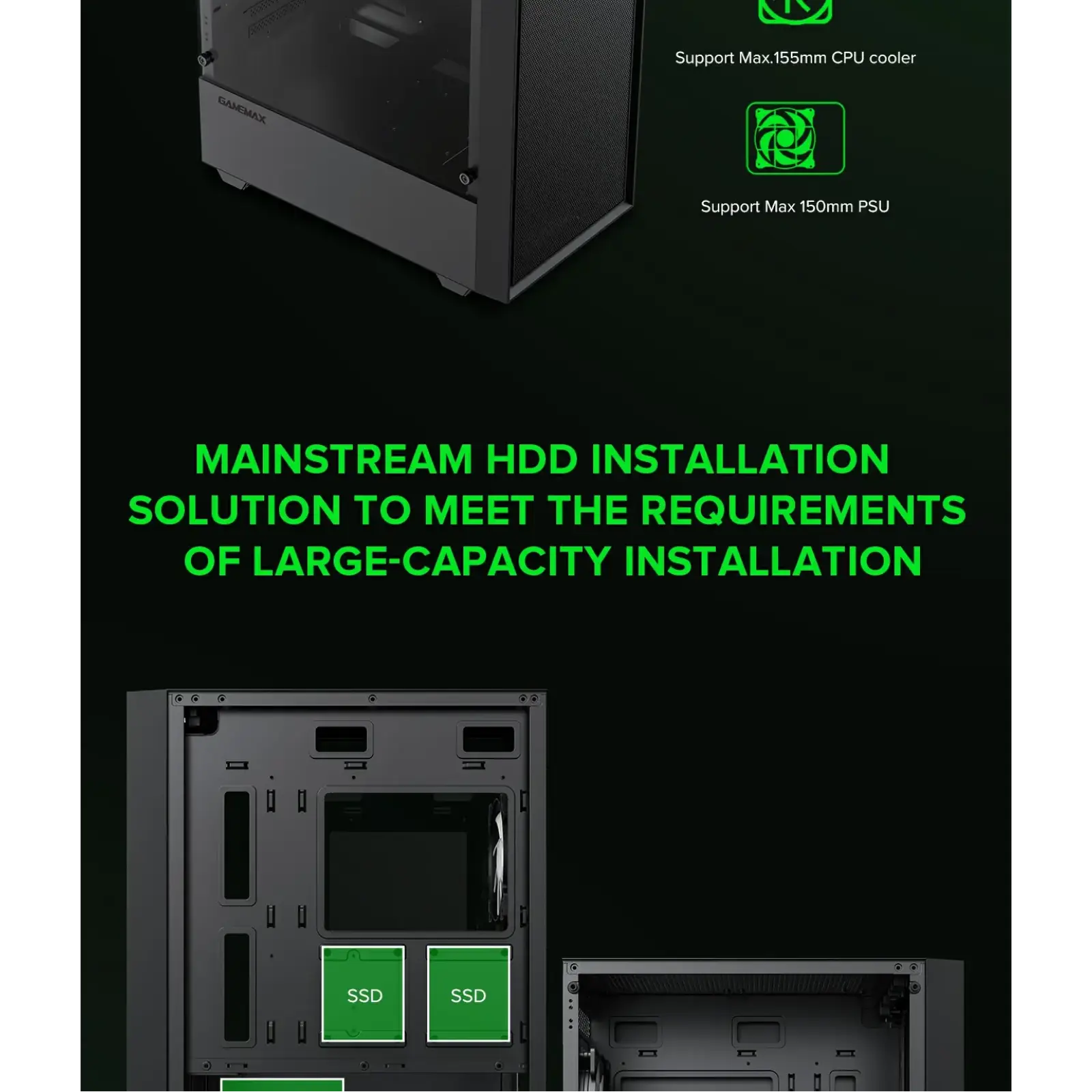 Корпус GAMEMAX Micro ATX без блока живлення, закалене скло Storm Black UA