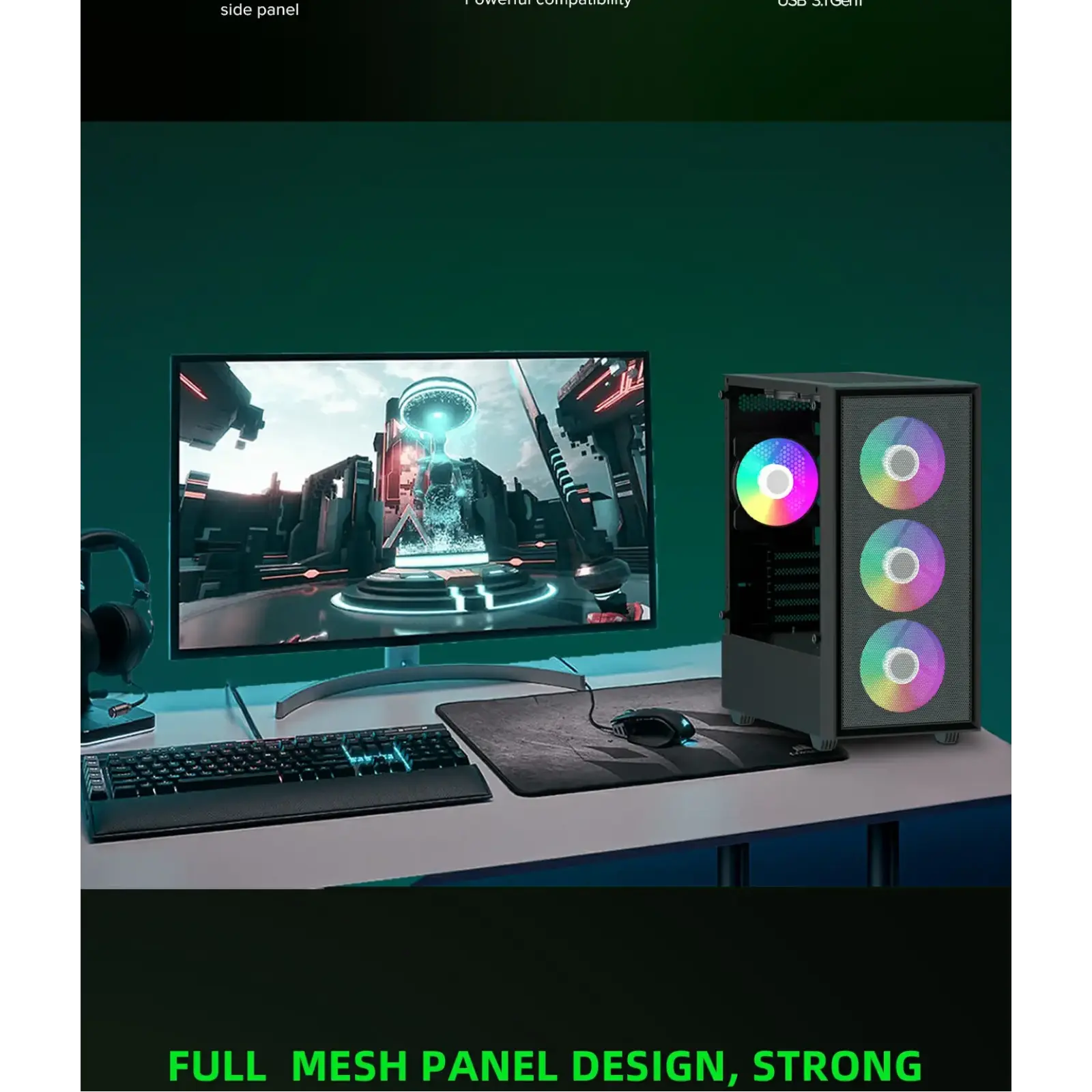 Корпус GAMEMAX Micro ATX без блока живлення, закалене скло Storm Black UA