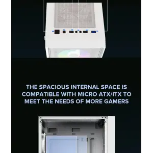 Корпус GAMEMAX Micro ATX без блока живлення, закалене скло Storm White UA