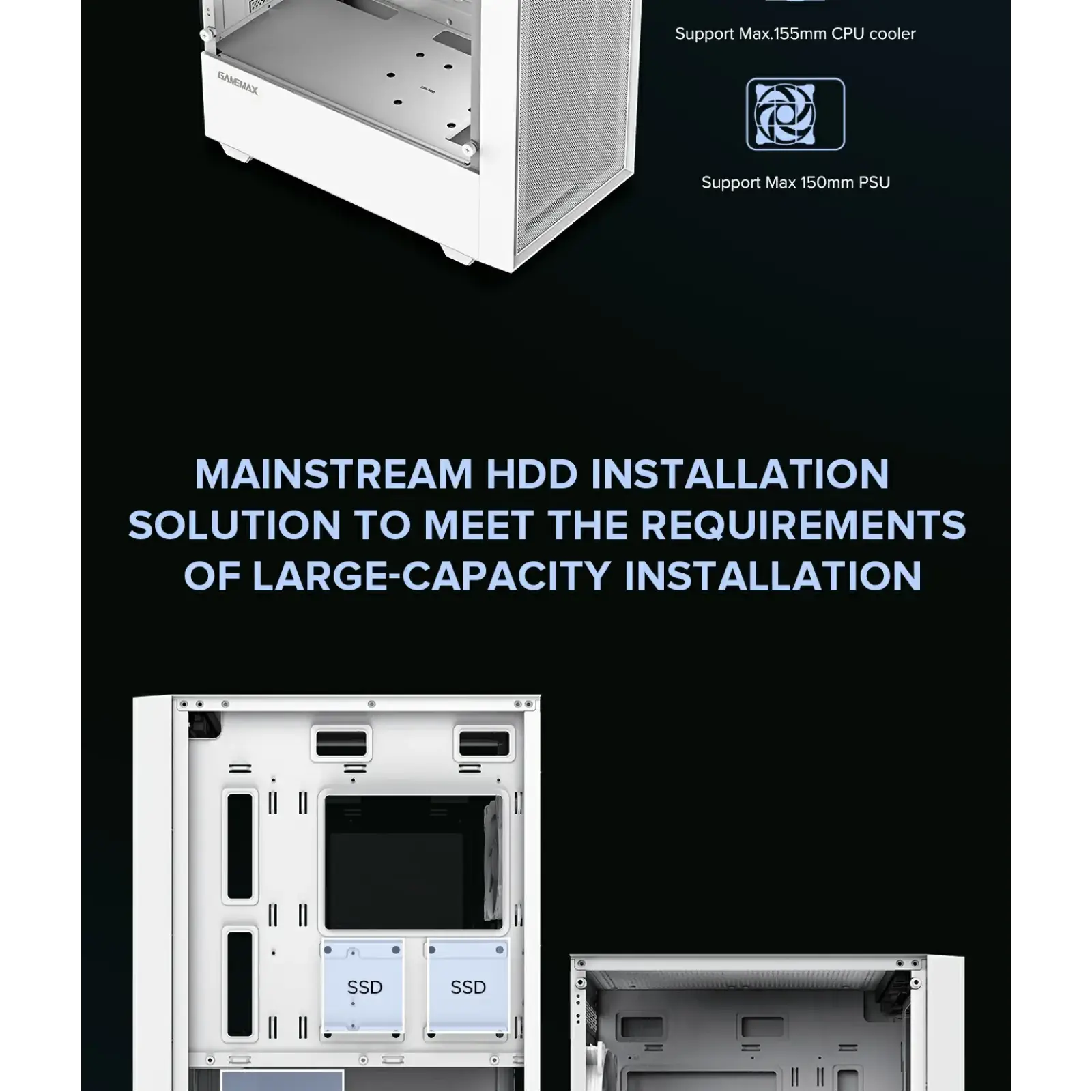 Корпус GAMEMAX Micro ATX без блока живлення, закалене скло Storm White UA