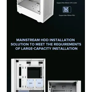 Корпус GAMEMAX Micro ATX без блока живлення, закалене скло Storm White UA