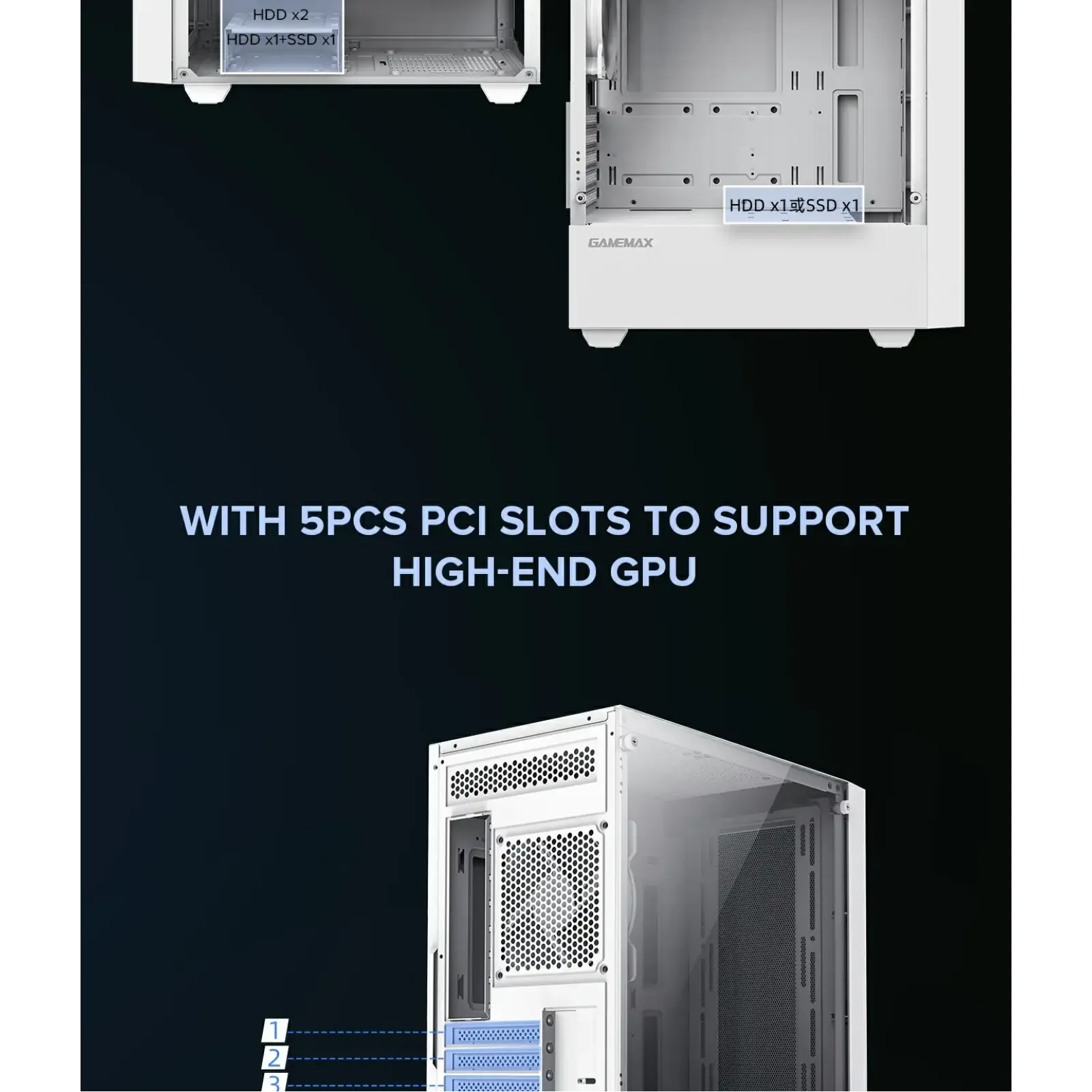 Корпус GAMEMAX Micro ATX без блока живлення, закалене скло Storm White UA