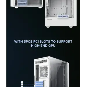 Корпус GAMEMAX Micro ATX без блока живлення, закалене скло Storm White UA