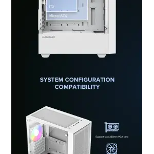 Корпус GAMEMAX Micro ATX без блока живлення, закалене скло Storm White UA