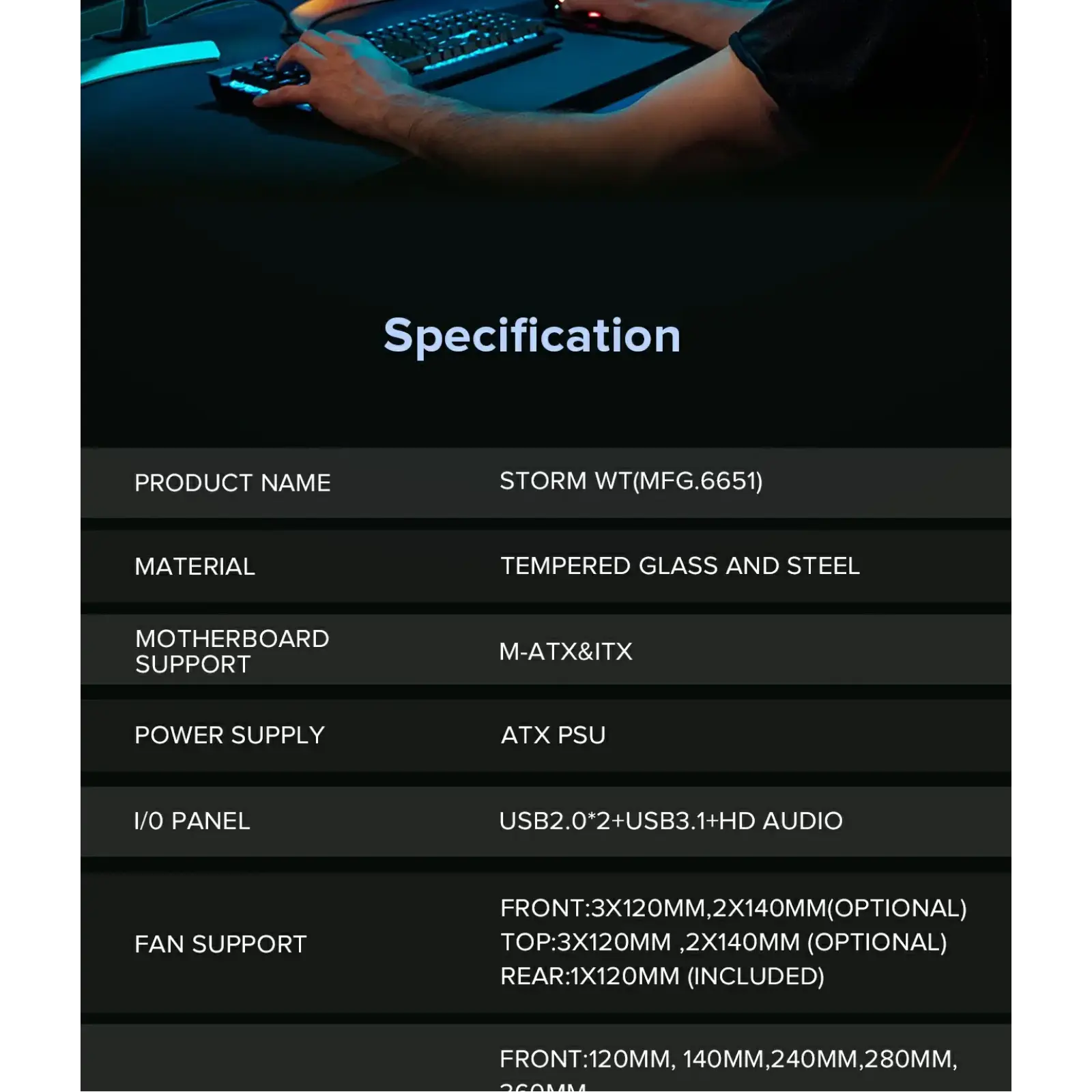 Корпус GAMEMAX Micro ATX без блока живлення, закалене скло Storm White UA