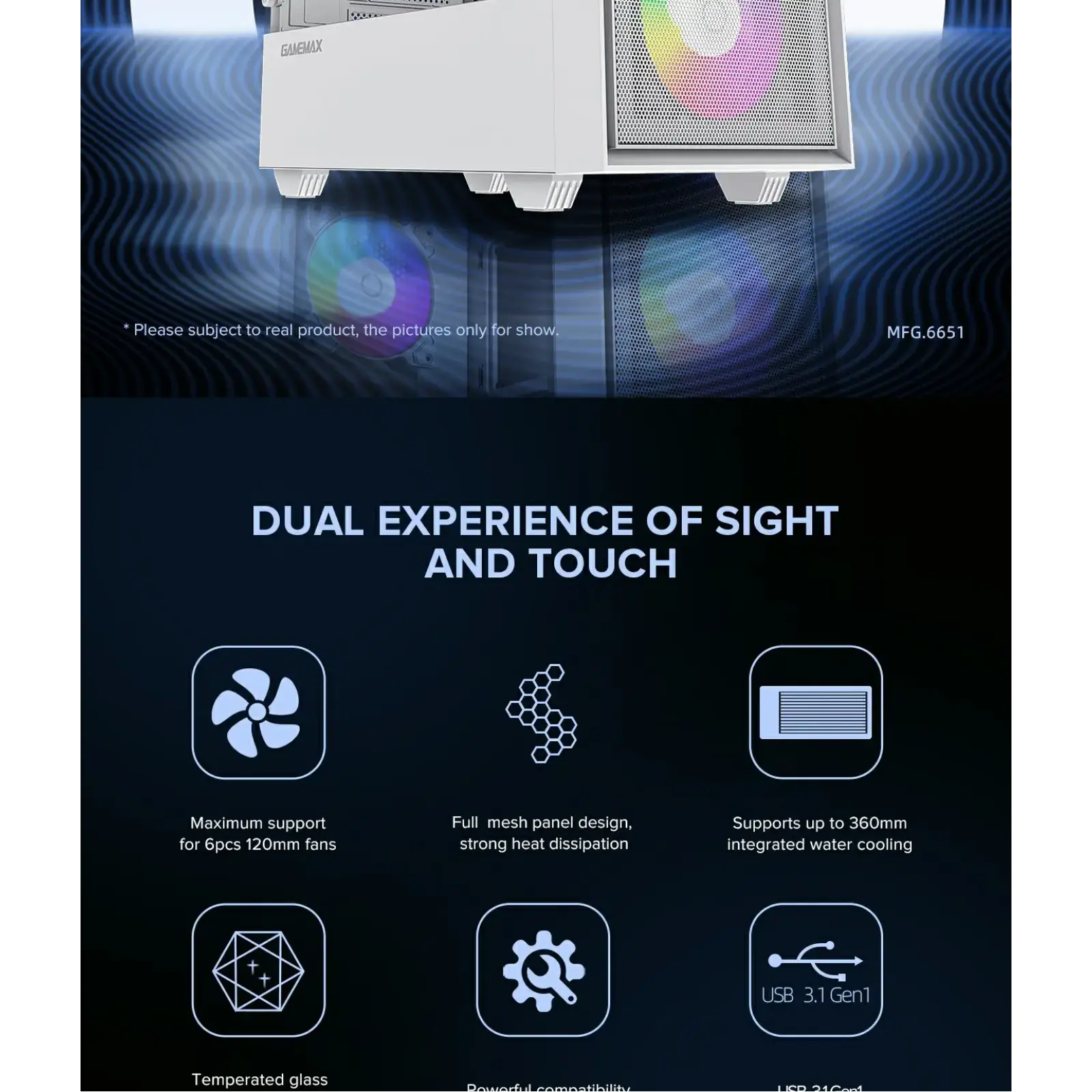 Корпус GAMEMAX Micro ATX без блока живлення, закалене скло Storm White UA