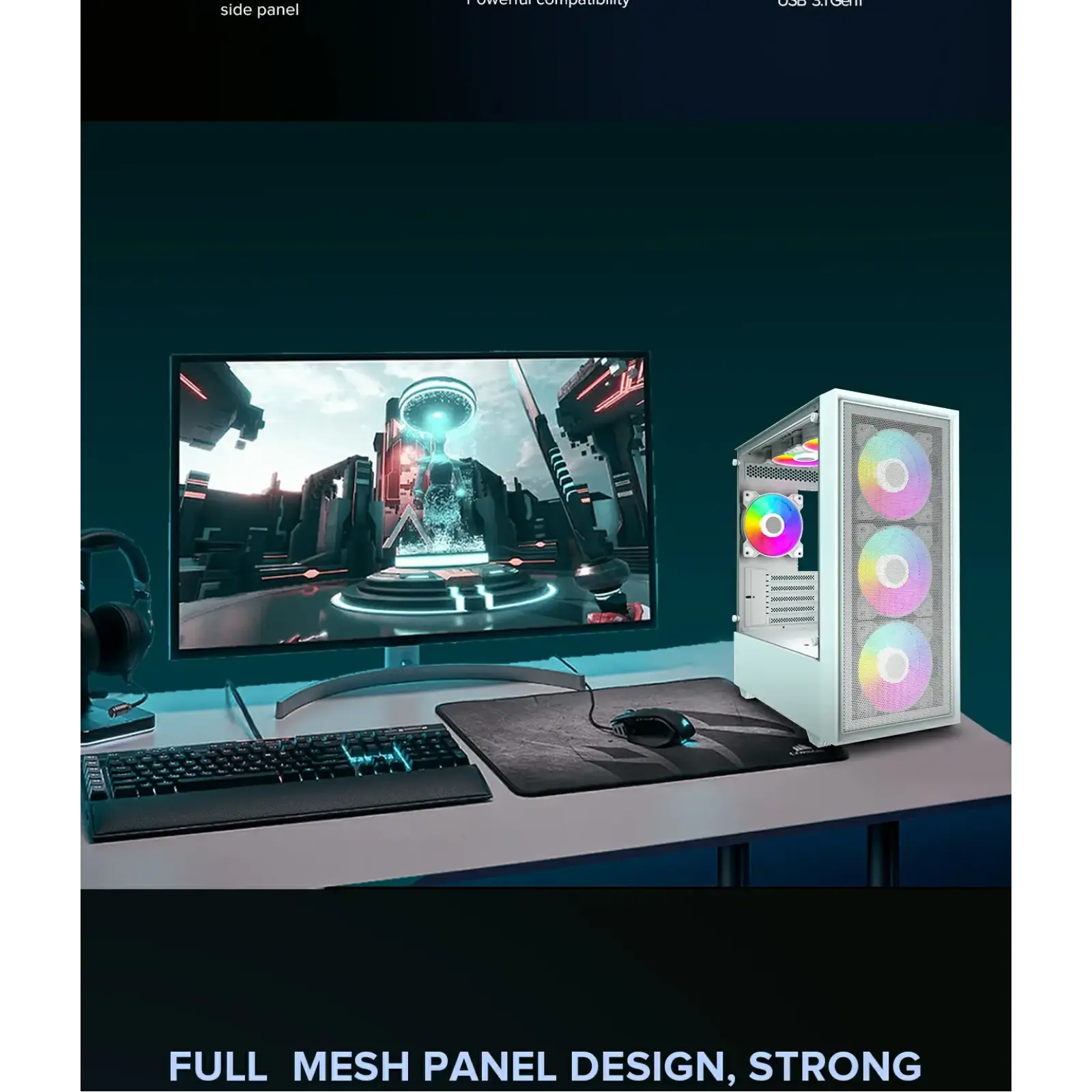 Корпус GAMEMAX Micro ATX без блока живлення, закалене скло Storm White UA