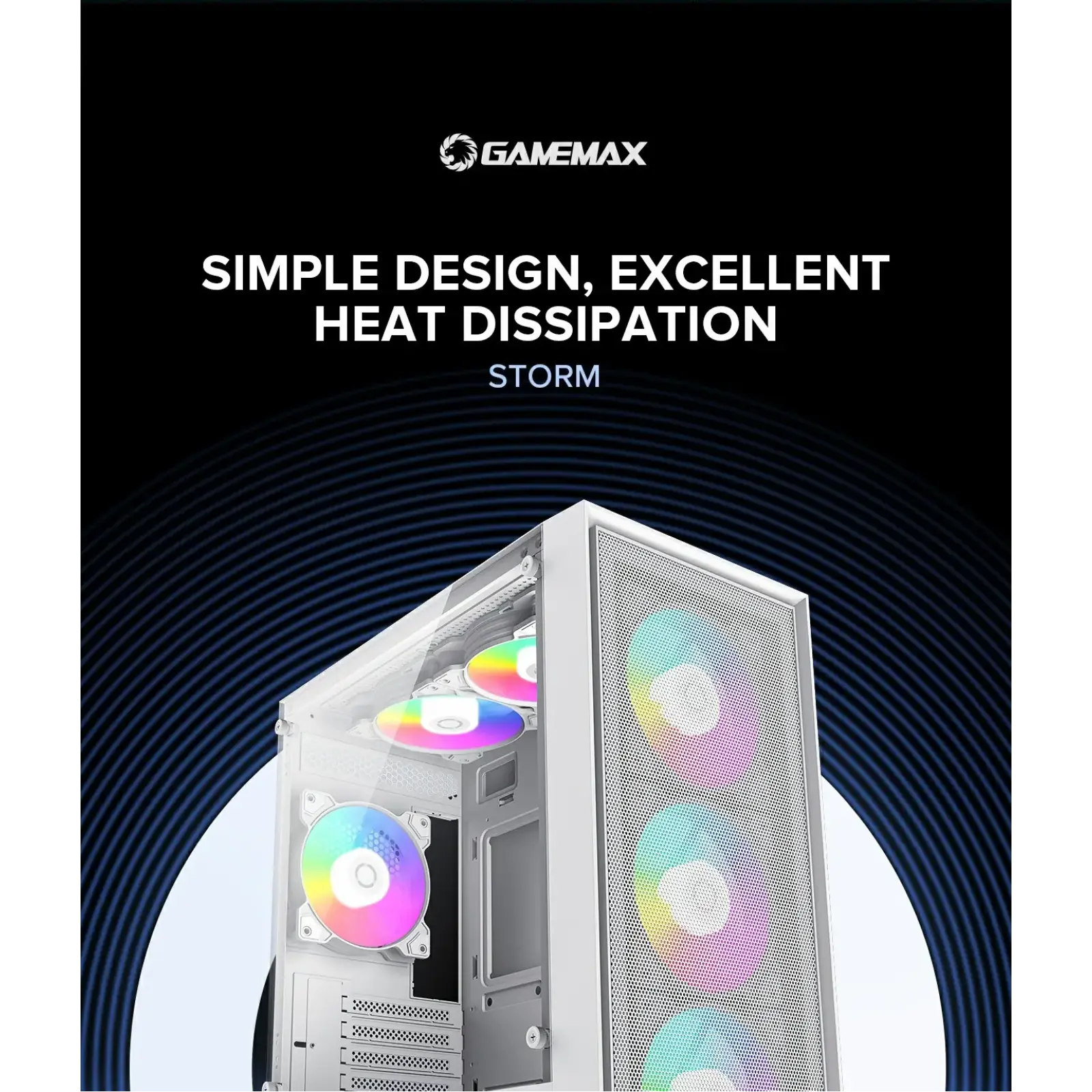 Корпус GAMEMAX Micro ATX без блока живлення, закалене скло Storm White UA