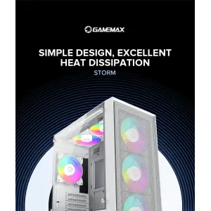 Корпус GAMEMAX Micro ATX без блока живлення, закалене скло Storm White UA