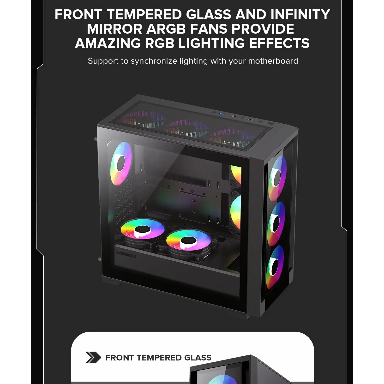 Корпус GAMEMAX Micro ATX без блока живлення, закалене скло Defender TG UA