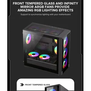 Корпус GAMEMAX Micro ATX без блока живлення, закалене скло Defender TG UA