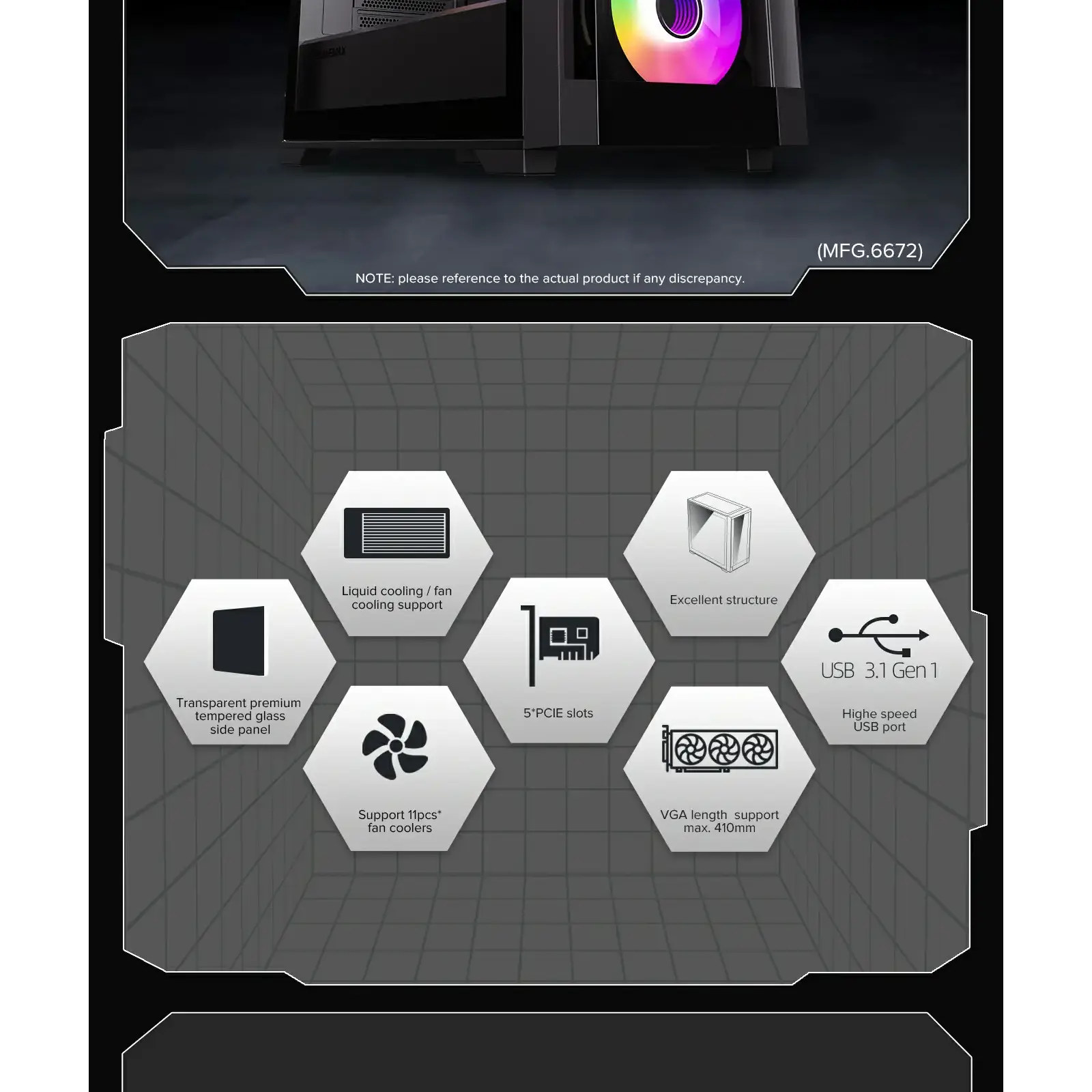 Корпус GAMEMAX Micro ATX без блока живлення, закалене скло Defender TG UA