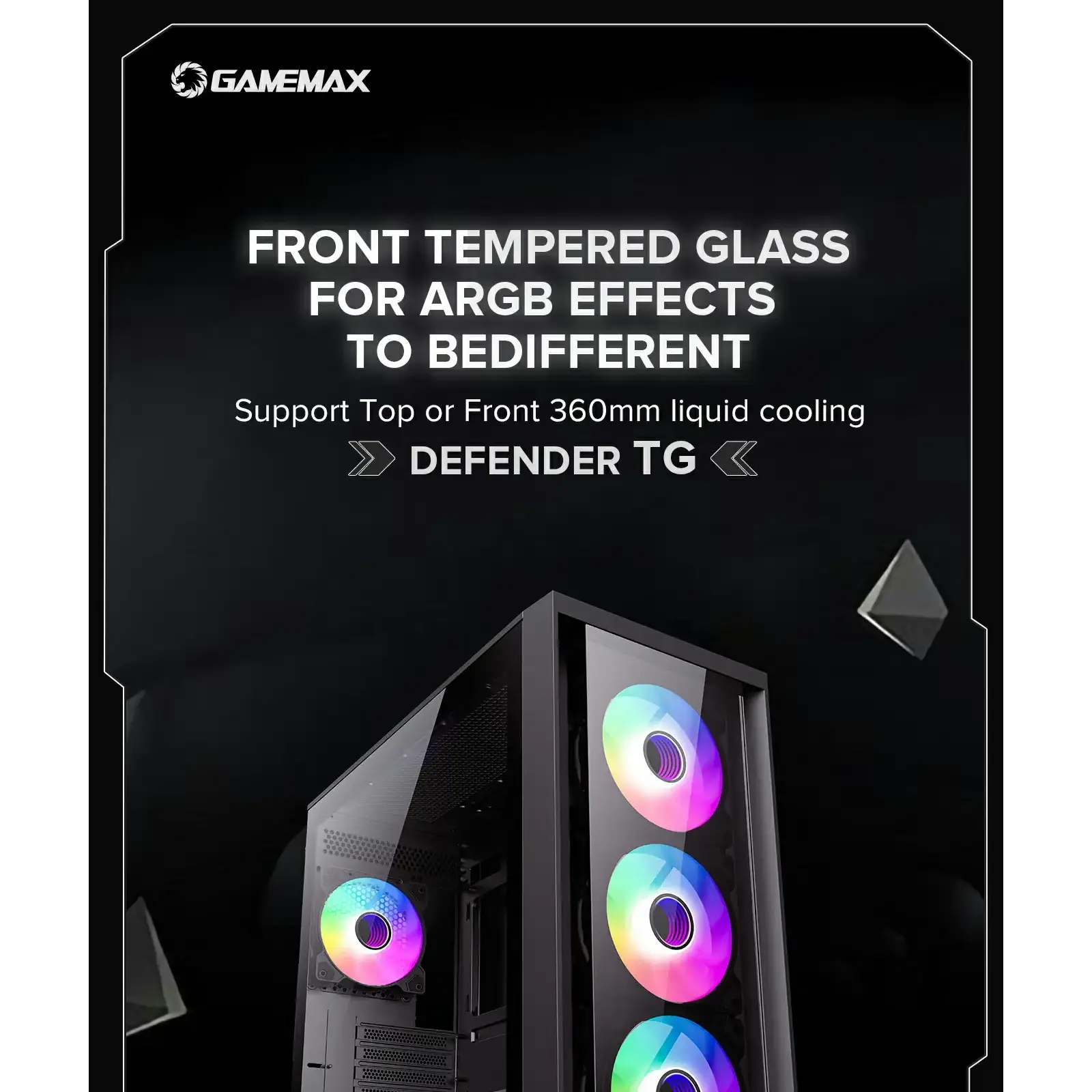 Корпус GAMEMAX Micro ATX без блока живлення, закалене скло Defender TG UA