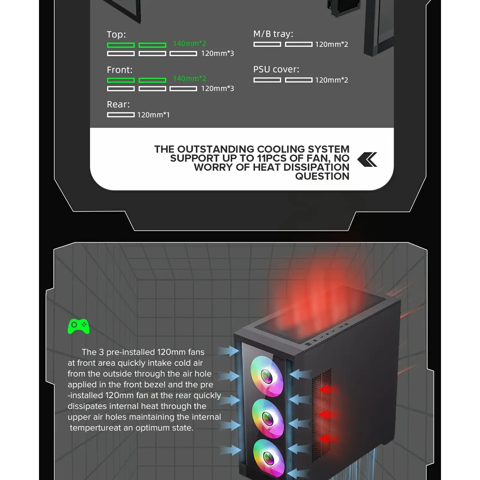 Корпус GAMEMAX Micro ATX без блока живлення, закалене скло Defender TG UA