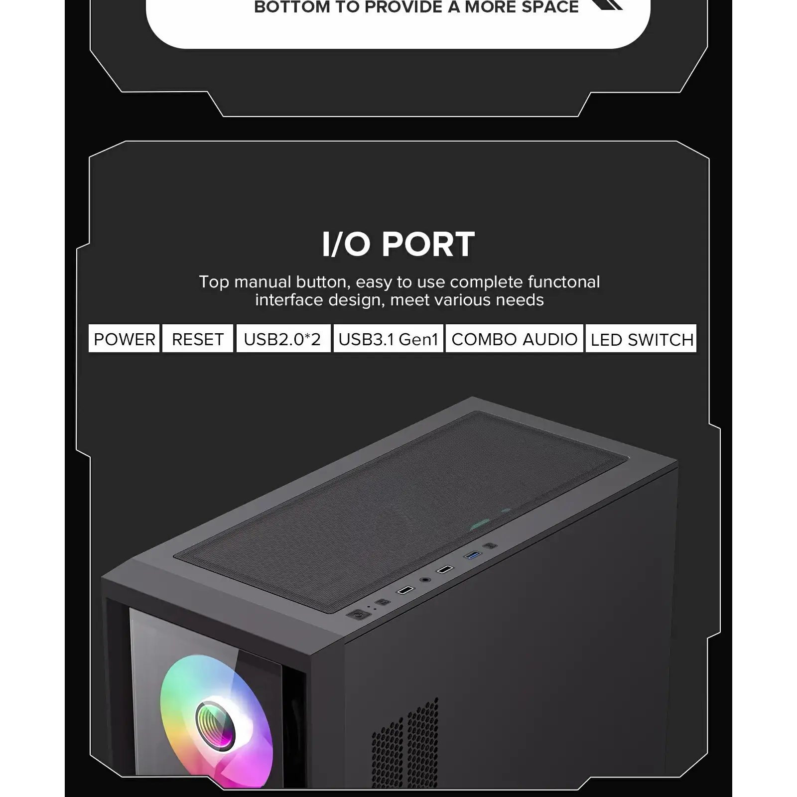 Корпус GAMEMAX Micro ATX без блока живлення, закалене скло Defender TG UA