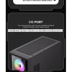 Корпус GAMEMAX Micro ATX без блока живлення, закалене скло Defender TG UA