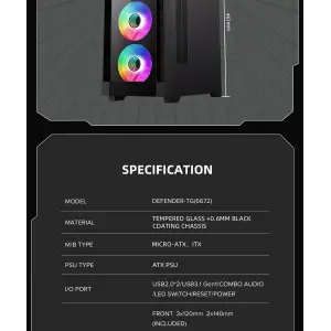 Корпус GameMax Defender TG Без БЖ UA
