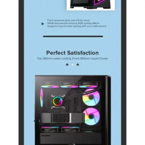 Корпус GAMEMAX Micro ATX без блока живлення, закалене скло Destroyer TGB UA