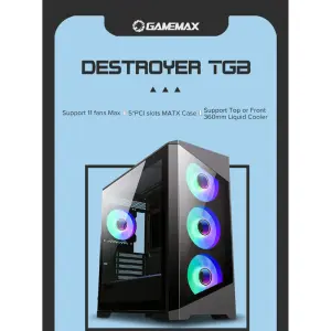 Корпус GAMEMAX Micro ATX без блока живлення, закалене скло Destroyer TGB UA