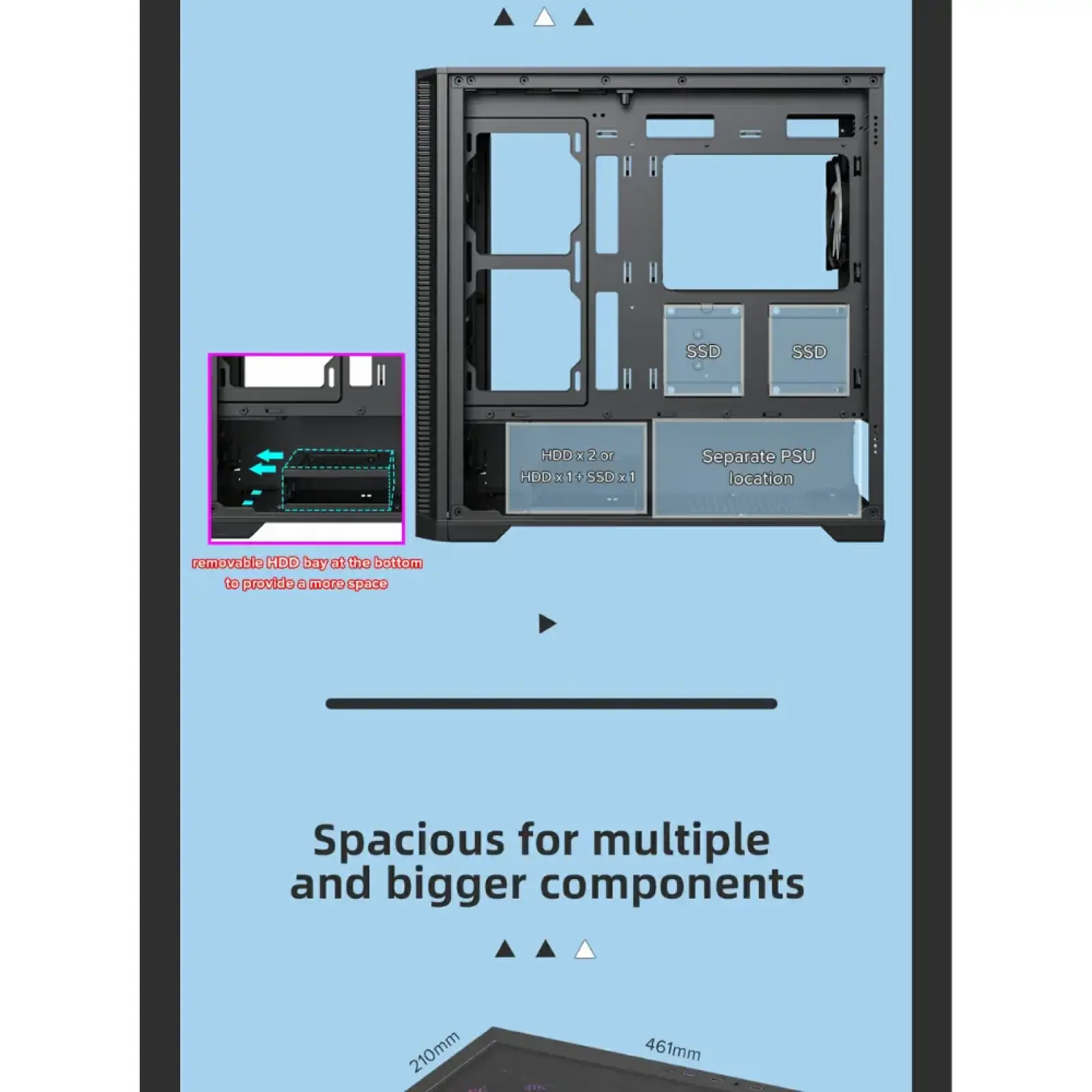 Корпус GAMEMAX Micro ATX без блока живлення, закалене скло Destroyer TGB UA