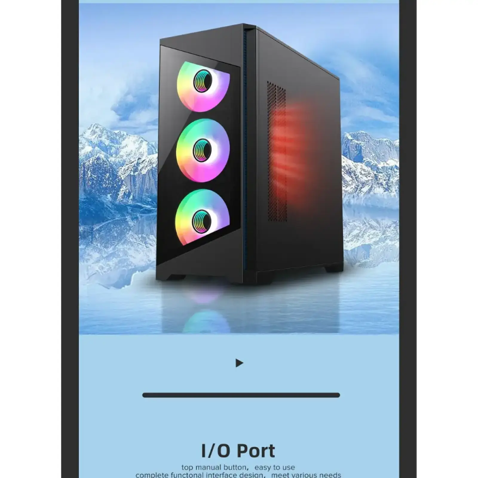 Корпус GAMEMAX Micro ATX без блока живлення, закалене скло Destroyer TGB UA