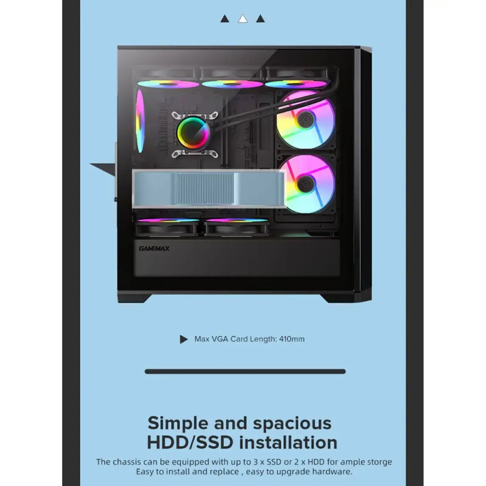 Корпус GAMEMAX Micro ATX без блока живлення, закалене скло Destroyer TGB UA